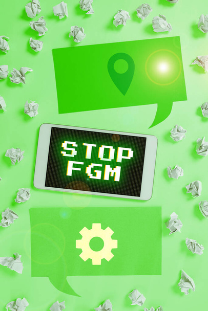 Handwriting text Stop Fgm, Internet Concept Put an end on female genital cutting and female circumcision - Foto, Imagem