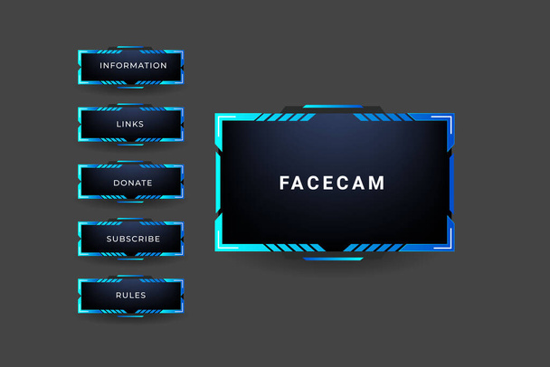 Twitch stream overlay package including facecam overlay, offline, starting soon, twitch panels - Vektör, Görsel