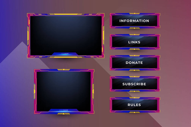 Twitch stream overlay package including facecam overlay, offline, starting soon, twitch panels - Vector, Imagen
