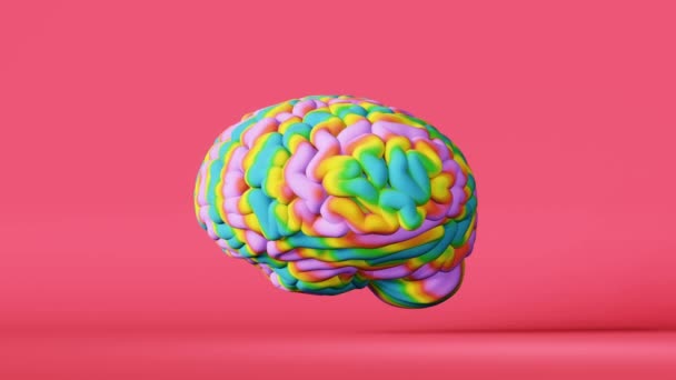 Πολύχρωμο ουράνιο τόξο του ανθρώπινου εγκεφάλου 3d animation ροζ. Σύμβολο υπερηφάνειας ΛΟΑΤ. Χρωματική ψυχολογία. Παγκόσμια αντίληψη για την Ημέρα Αυτισμού. Ιδιοφυΐα Καλλιτεχνική δημιουργικότητα Νευρολογία επιστήμη. Γνωστική ανάπτυξη - Πλάνα, βίντεο