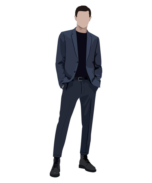 A man in a business suit on a white background. Vector illustration in flat style - Vektör, Görsel