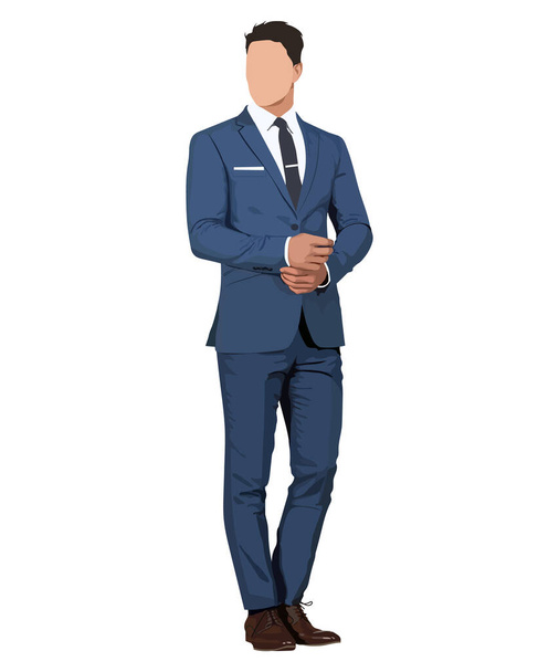 A man in a business suit on a white background. Vector illustration in flat style - Vetor, Imagem