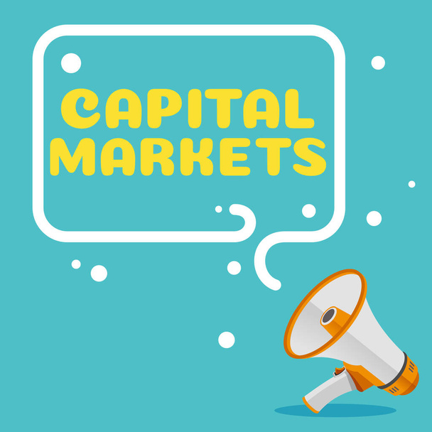 Text caption presenting Capital Markets, Internet Concept Allow businesses to raise funds by providing market security - Foto, Bild