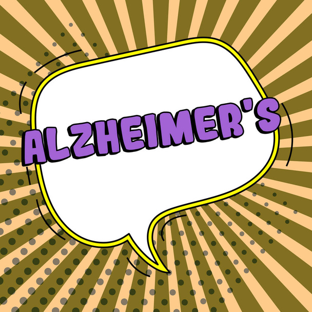 Текст, що показує натхнення Alzheimers, Слово прогресивного психічного погіршення, яке може статися в середньому віці. - Фото, зображення