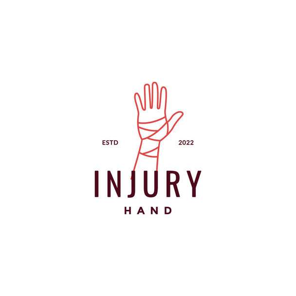 hand finger treatment sick bandage injure medical health lines minimal logo design vector icon illustration template - Vetor, Imagem