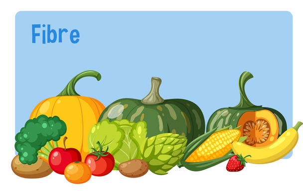 Fruit and vegetable pile background illustration - Vektör, Görsel
