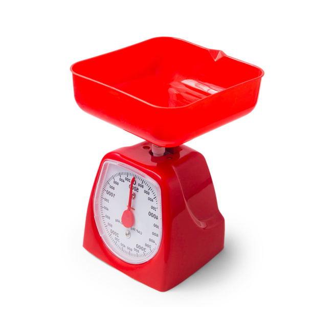 red kitchen scales isolated white background - Photo, Image