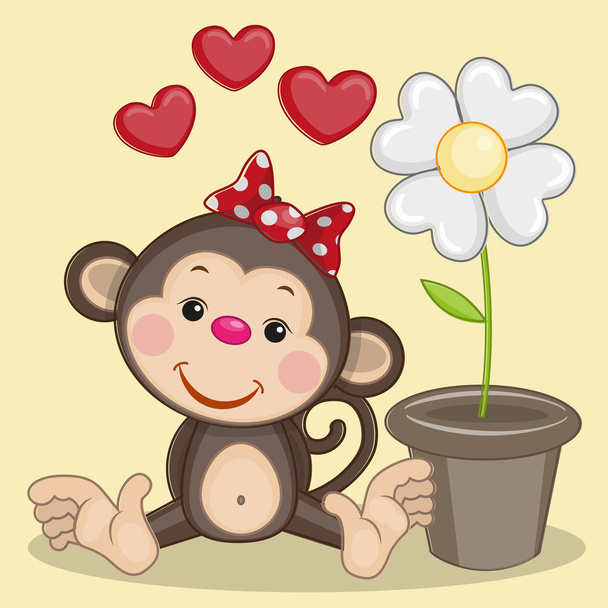 Monkey Greeting card - Vector, Imagen