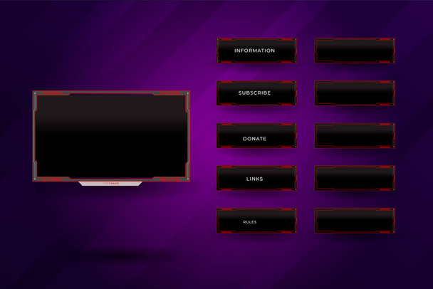 Twitch stream overlay package including facecam overlay, offline, starting soon, twitch panels - Vektor, kép