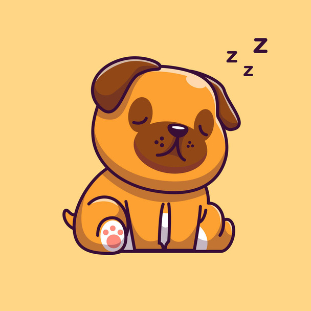 Cute Dog Sleeping Cartoon Vector Icon Illustration. Animal Nature Icon Concept Isolated Premium Vector. Flat Cartoon Style - Vecteur, image