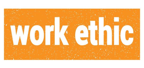 трудовой этический текст, написанный на оранжевой клейме. - Фото, изображение