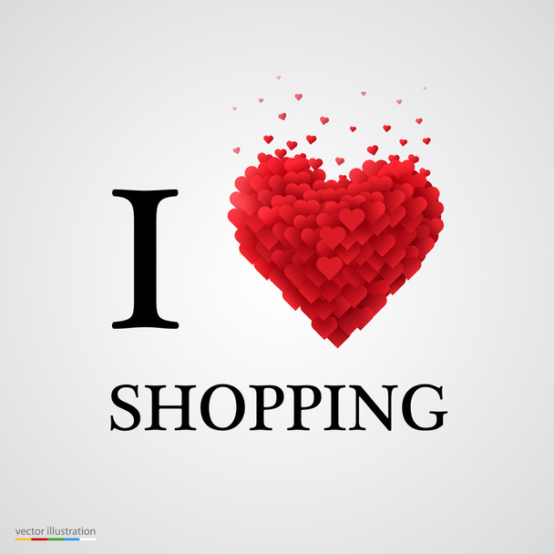 i love shopping heart sign. - Vector, Image