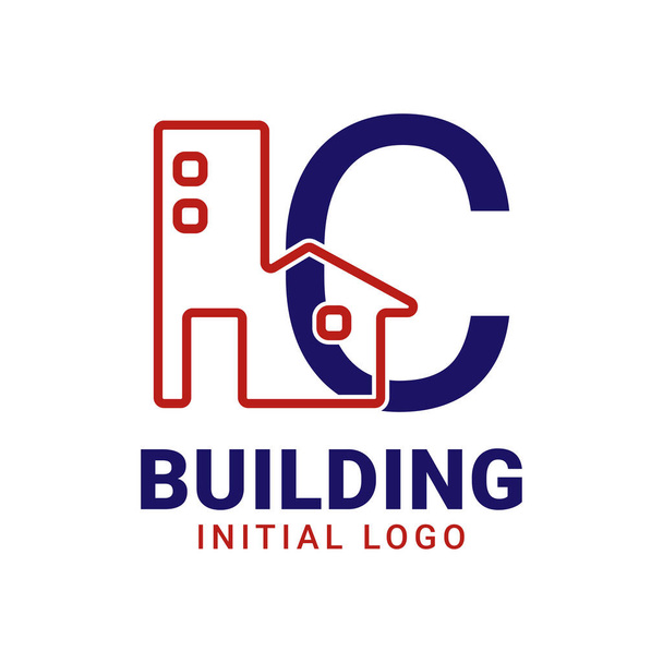 kirjain C rakennuksen alkuperäinen vektori logo suunnittelu - Vektori, kuva