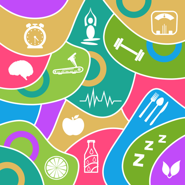 Colorful background with health symbols. - Zdjęcie, obraz