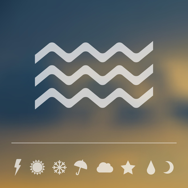 Flat waves and weather icon set - Vector, Image