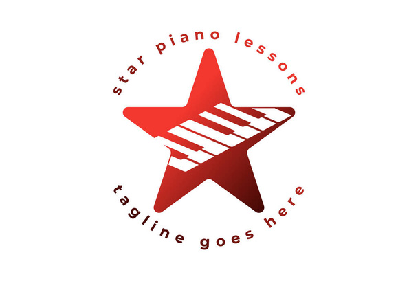 Modern Simple Minimalist Star Piano Instrument Music Logo - Vektor, Bild