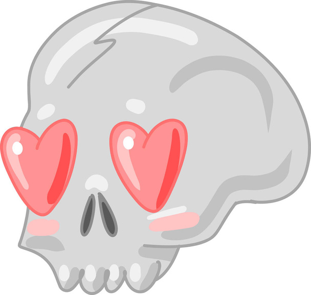 skull with heart-shaped eyes, Creepy Valentine clipart, Spooky Valentine, Pastel Goth digital stickers, Alternative Valentine day vector EPS10. Vector illustration - Vector, Image