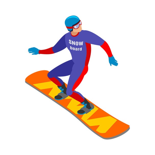 Winter sports isometric icon with snowboarding man 3d vector illustration - Vector, imagen