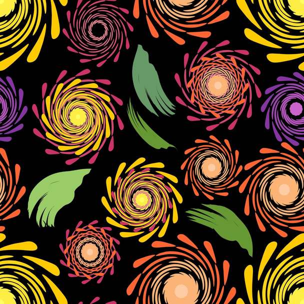 Seamless floral patterns on the dark background - Vector, Image