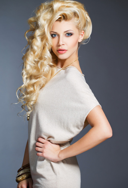Studio portrait of a stunning beauty blonde. - Фото, изображение