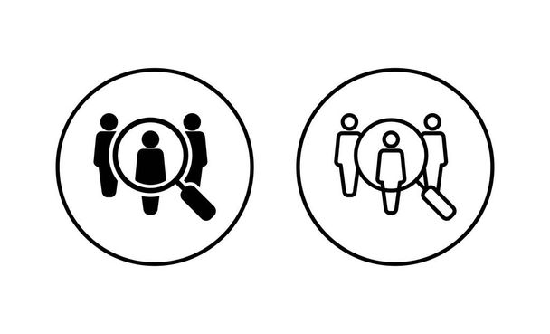 Conjunto de ícones de contratação. Procurar vaga de emprego sinal e símbolo. Conceito de recursos humanos. Recrutamento - Vetor, Imagem