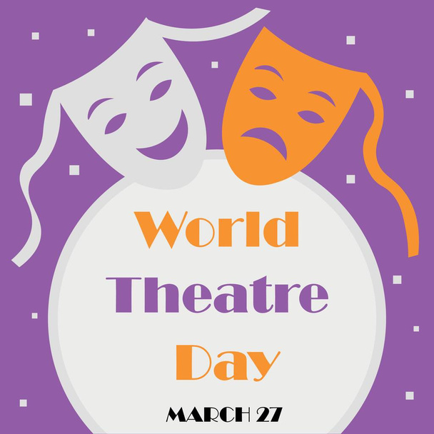 Ευχετήρια κάρτα για την Παγκόσμια Ημέρα Θεάτρου - Διάνυσμα, εικόνα