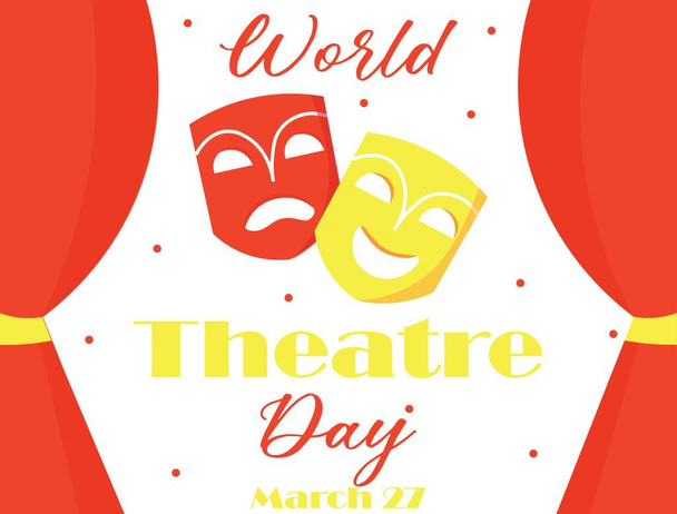 Ευχετήρια κάρτα για την Παγκόσμια Ημέρα Θεάτρου - Διάνυσμα, εικόνα
