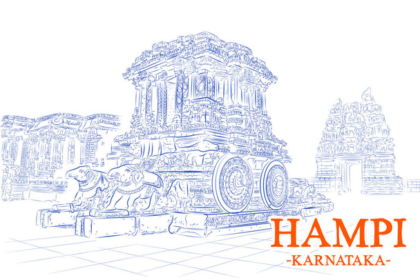 illustration of Hampi temple of Vijayanagara district, Karnataka, India - Wektor, obraz