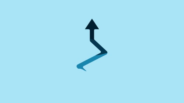 Blue Arrow icon isolated on blue background. Direction Arrowhead symbol. Navigation pointer sign. 4K Video motion graphic animation. - Materiał filmowy, wideo