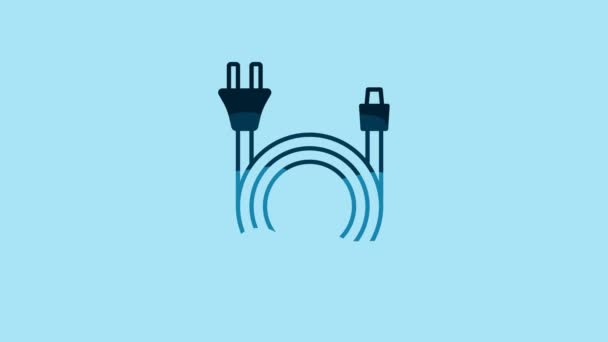 Blue Electric plug icon isolated on blue background. Concept of connection and disconnection of the electricity. 4K Video motion graphic animation. - Filmmaterial, Video