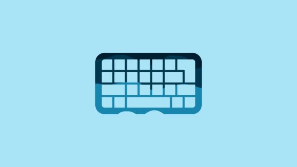 Blue Computer keyboard icon isolated on blue background. PC component sign. 4K Video motion graphic animation. - Footage, Video