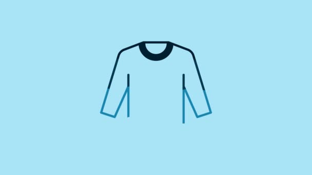 Blue Sweater icon isolated on blue background. Pullover icon. Sweatshirt sign. 4K Video motion graphic animation. - Imágenes, Vídeo