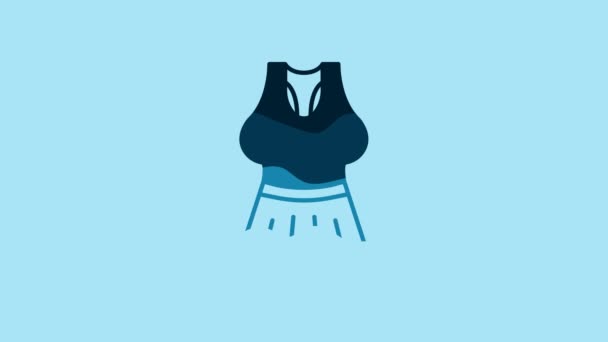 Blue Undershirt icon isolated on blue background. 4K Video motion graphic animation. - Imágenes, Vídeo