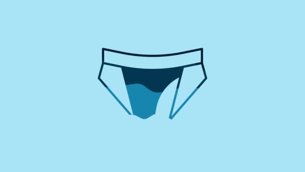 Blue Men underpants icon isolated on blue background. Man underwear. 4K Video motion graphic animation. - Felvétel, videó