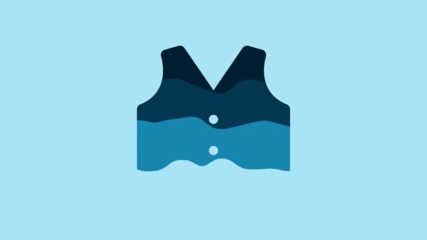 Blue Waistcoat icon isolated on blue background. Classic vest. Formal wear for men. 4K Video motion graphic animation. - Materiał filmowy, wideo