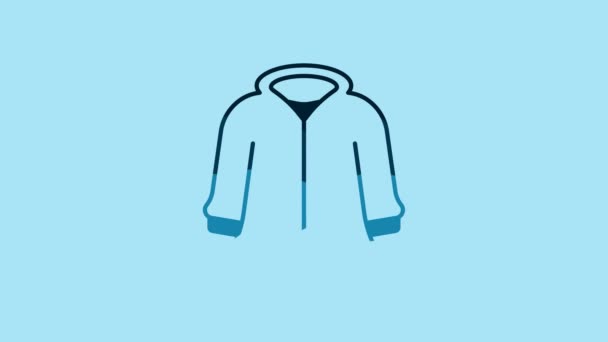 Blue Hoodie icon isolated on blue background. Hooded sweatshirt. 4K Video motion graphic animation. - Filmati, video