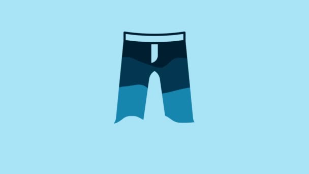 Blue Pants icon isolated on blue background. Trousers sign. 4K Video motion graphic animation. - Video