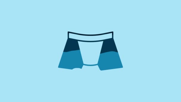 Blue Men underpants icon isolated on blue background. Man underwear. 4K Video motion graphic animation. - Filmati, video