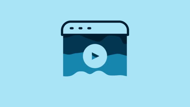Blue Live streaming online videogame play icon isolated on blue background. 4K Video motion graphic animation. - Video