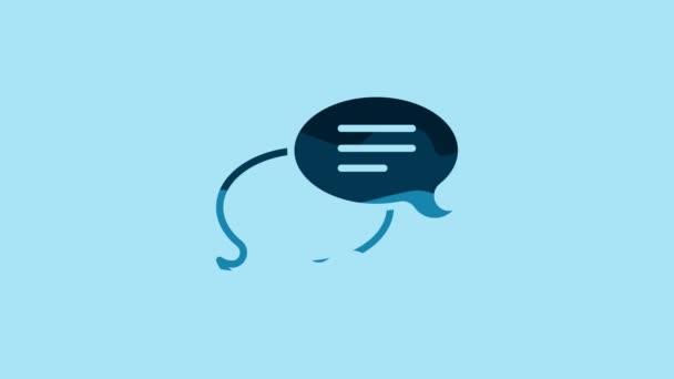 Синяя речь пузырь чат иконка изолирована на синем фоне. Значок сообщения. Коммуникация или комментарий символ чата. Видеографическая анимация 4K. - Кадры, видео
