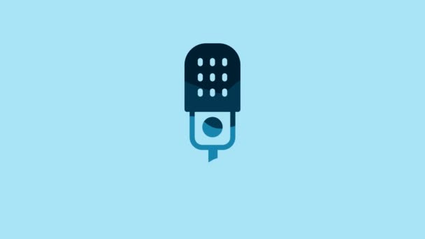 Blue Microphone icon isolated on blue background. On air radio mic microphone. Speaker sign. 4K Video motion graphic animation. - Séquence, vidéo