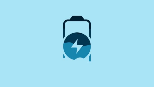 Blue Battery charge level indicator icon isolated on blue background. 4K Video motion graphic animation. - Imágenes, Vídeo
