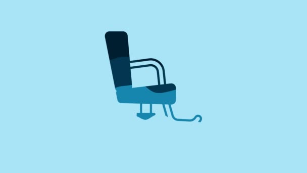 Blue Barbershop chair icon isolated on blue background. Barber armchair sign. 4K Video motion graphic animation. - Filmmaterial, Video