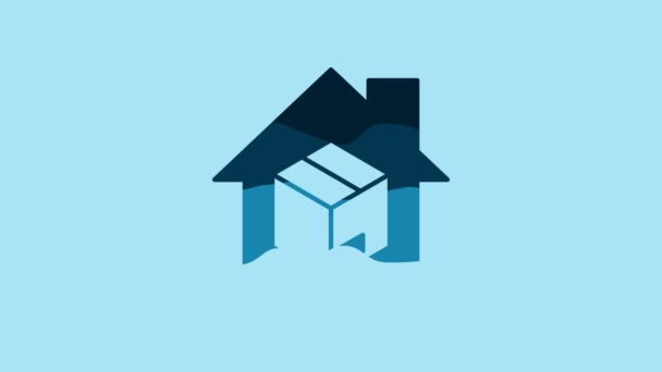 Blue Home delivery services icon isolated on blue background. 4K Video motion graphic animation. - Πλάνα, βίντεο