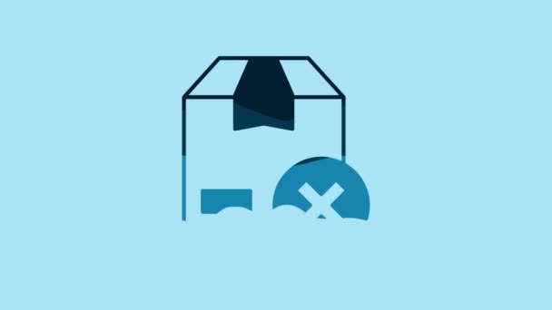 Картонна коробка Blue Carton і ікона delete ізольовані на синьому фоні. Коробка, упаковка, посилка. Доставка і упаковка. 4K Відеографічна анімація. - Кадри, відео