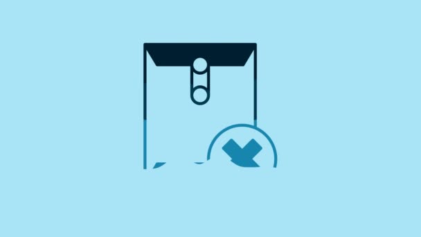 Blue Delete envelope icon isolated on blue background. Delete or error letter. Cross on message. Rejected mail. 4K Video motion graphic animation. - Filmagem, Vídeo