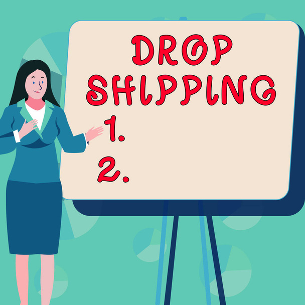Натхнення, що показує знак Drop Shipping, бізнес-концепція відправки товарів від виробника безпосередньо клієнту замість продавця
 - Фото, зображення