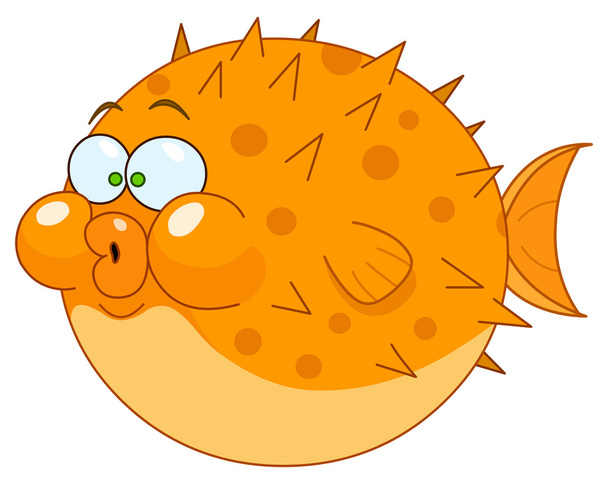 karikatür blowfish - Vektör, Görsel