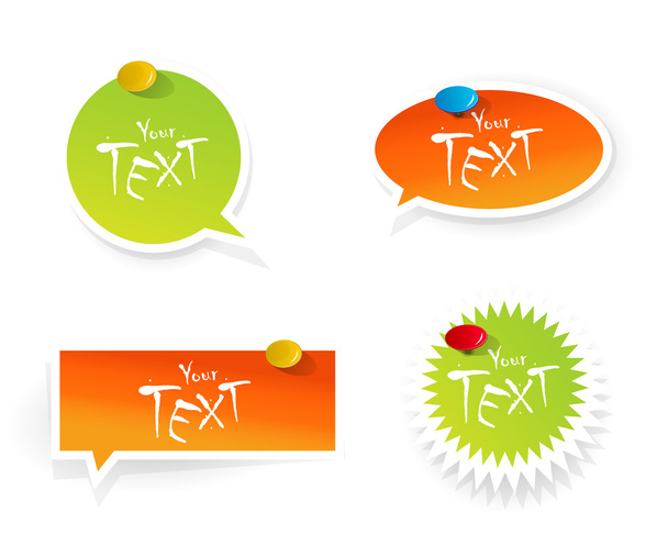 Set of orange-green stickers. - Vector, Imagen
