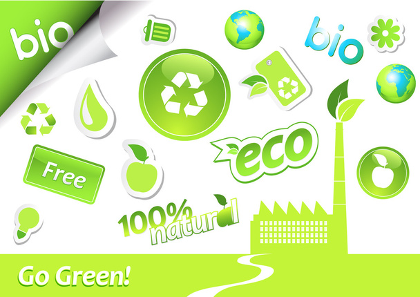 Set of ecology icons. - Vector, Imagen